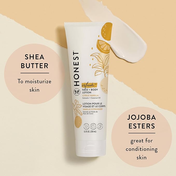 The Honest Company 2-in-1 Cleansing Shampoo + Body Wash and Face + Body Lotion Bundle | Gentle for Baby | Naturally Derived | Citrus Vanilla Refresh, 18.5 fl oz