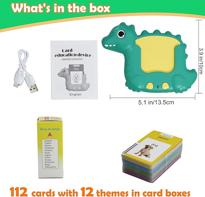 MAYAPHILOS Spanish and English Talking Flash Cards, 224 Sight Words Learn Spanish for Kids, Audible Educational Interactive Autism Sensory Toys for Toddlers