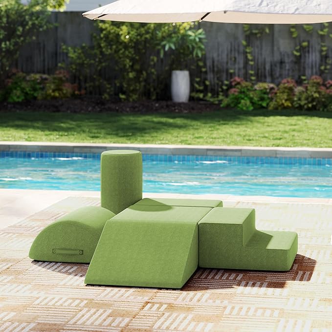 jela Foam Blocks 6Pcs Soft Play Equipment Waterproof Fabric, UV Resistant Toddler Climbing Toys Indoor& Outdoor Soft Play Climbing for Toddlers, Lightweight Climbing Blocks for Babies, Kids (Green)