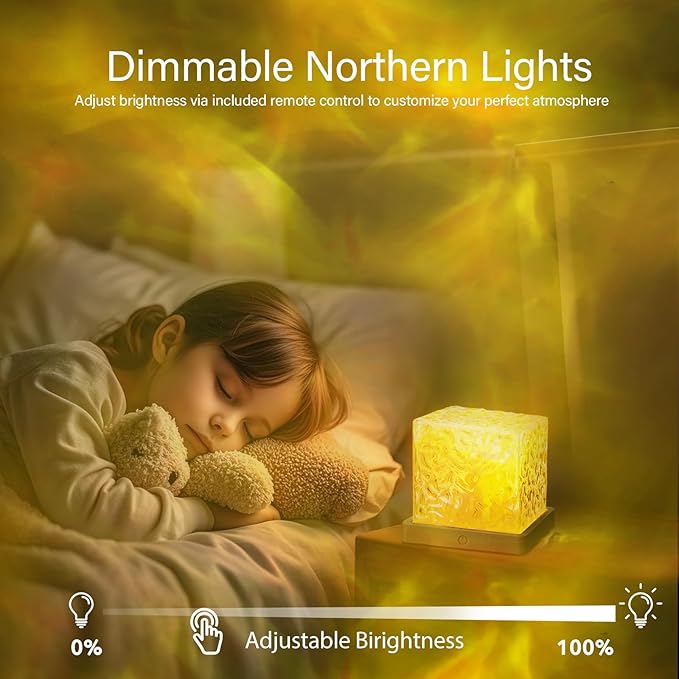 VoMii Ocean Wave Projector Light,16 Colors Luminorthe Cube Lamp with Dynamic Wave Effect,Northern Lights Projector Ambient Lighting with Remote for Bed Room Classroom Decor