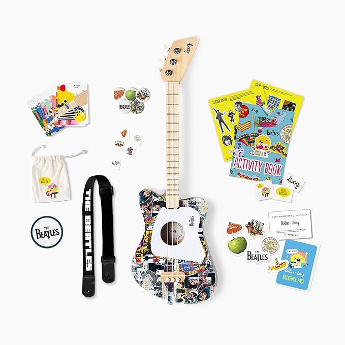Beatles + Loog Mini Acoustic Guitar for Kids Toddler Children Ages 3+ (Anthology)