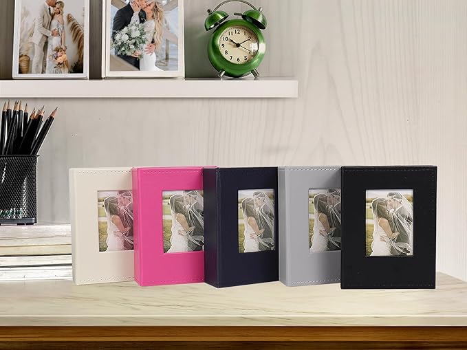 RECUTMS Photo Album 4x6 52 Photos, Leather Cover Small Capacity Wedding Family for Graduation Anniversary Family Wedding Baby Holds 52 Vertical 4x6 Pictures(Grey)