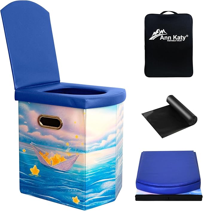 Upgrade XL Portable Toilet for Adults, Extra Large Portable Travel Floding Toilet, Camping Tall Toilets with Lid for Adults and Kids Compact Potty for Car,Hiking,Beach and Camping