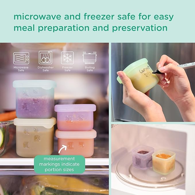 Olababy Clear Sense Silicone Storage Containers 4pk for Baby Food, Snacks, Formula, Puree, Sauce & More | Micro Plastic & BPA-Free | Daycare Essentials for Toddlers and Kids (Lemon, 2 oz / 60 ml)