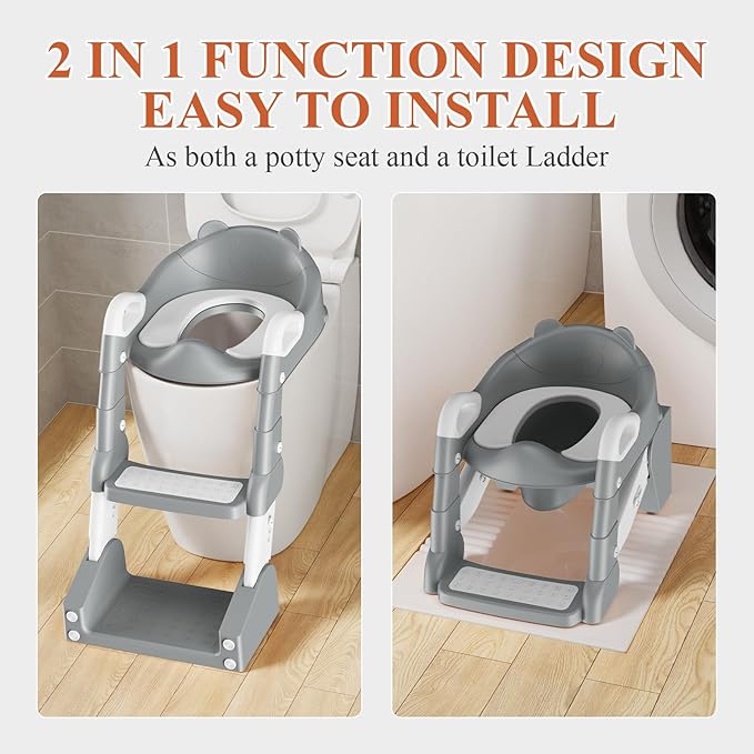 Potty Training Seat, Toddler Toilet Seat for Little Boys Girls, Potty Training Toilet with Urinals, Toddler Step Stool Ladder and Splash Guard