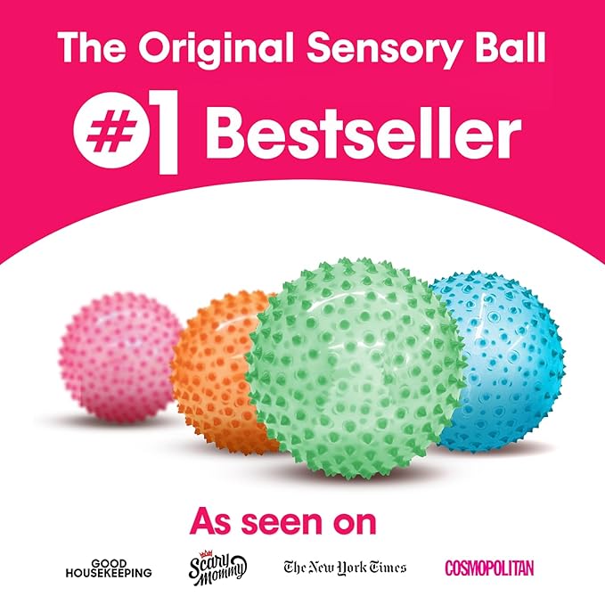 Edushape Original Sensory Ball - 7" Deflated Transparent Green Color Baby Ball Enhancing Gross Motor Skills for Kids 6 Months & Up