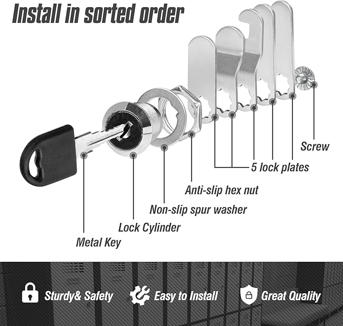 Zoofen 4 Pcs Cabinet Locks with Keys 1-1/8" Long Cam Locks Keyed Different Rustproof Mailbox Locks,RV Locks,Drawer Locks Fits on 0.4" Max Panel Thickness