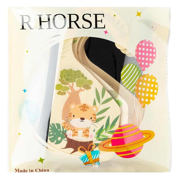 R HORSE 8Pcs Safari Baby Closet Dividers, Double Sided Nursery Hanger Dividers Wood Baby Closet Size Organizers for Boy Girl Birthday Christmas Gift (0-24 Months)