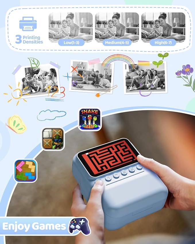 Kids Camera Instant Print for Girls Ages 3-14, 3-inch HD Screen Camera for Kids with Printing Paper, 1080P Digital Toddler Toys for 4 5 6 7 8 9 10 11 12 Years Old (Blue)