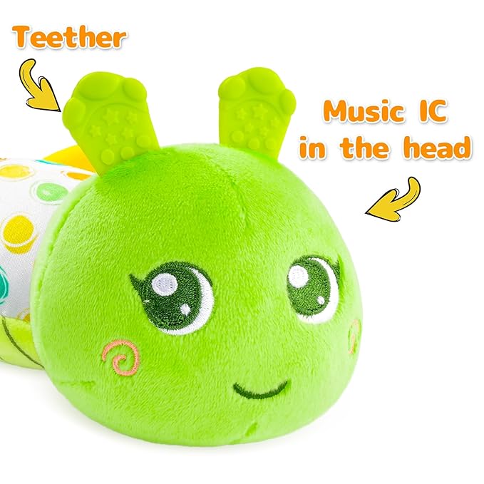 Sumobaby Infant Baby Musical Multi-Sensory Caterpillar, Stuffed Animal Activity Soft Toys, for Tummy Time Newborn 0-3-6-12 Months Boy and Girls,Green
