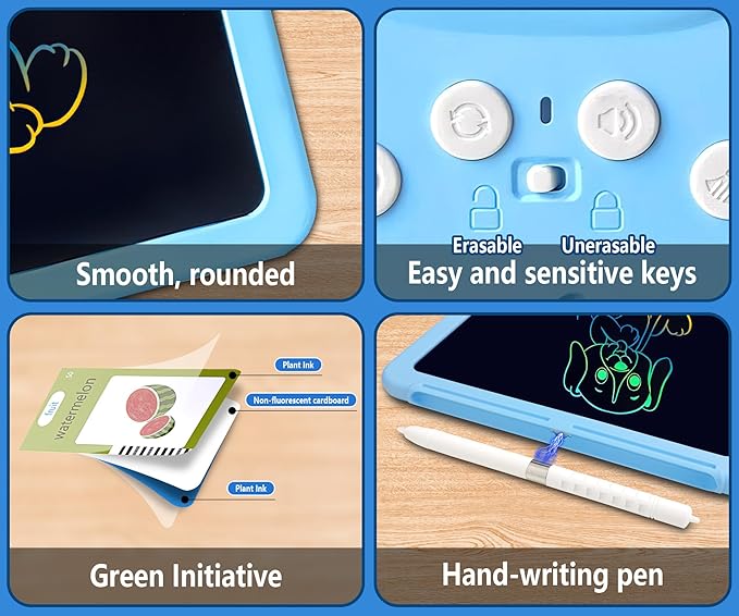 Rylai Toddler Toys Talking Flash Cards, Kindergarten Learning Resources 510 Sight Words with Drawing Tablet for Speaking Doodling, Sensory Toys for Kids with Autism, Boys Girls 2 3 4 5 6, Blue