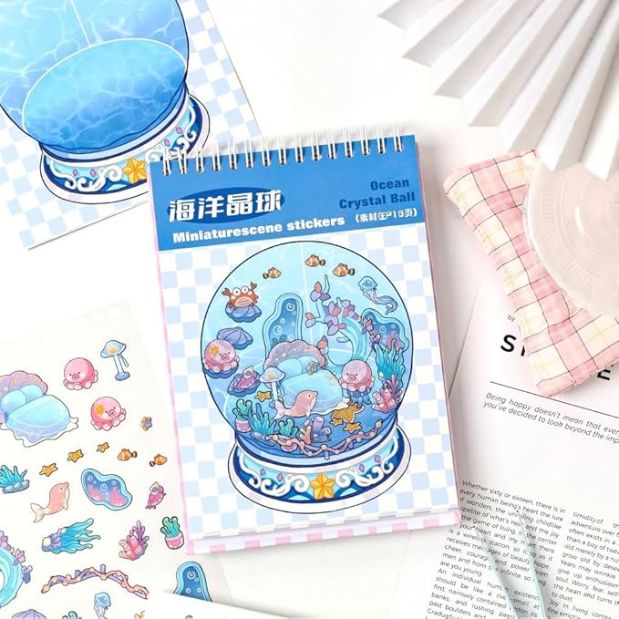 Dwpetzo 20 Sets DIY 3D Sticker Scenes for Adults with Tweezer, Cute 3D House Sticker Therapy for Girls Make Your Own Mini Room Scene Collection Book for Adult Kids Relief Stress Pass The Time