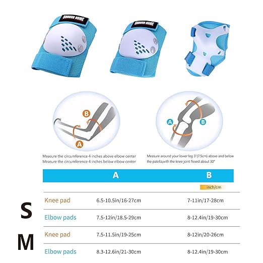 Youth/Kids Knee Pads Elbow Pads Wrist Guards Protective Gear Set for 3-15 Years Child Roller Skates, Skateboard, Cycling, Inline Skating, BMX Bike, Balance Bike, Scooter Riding and Other Outdoor Sports