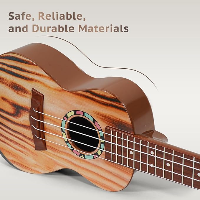 Raimy Kids Guitar Ukulele - 21in Ukulele Guitar Toys for Kids Ages 3 4 5 6 7+ Year Old Boys Girls Simulated Sound Quality Music Instruments Learning Education (Yellow)