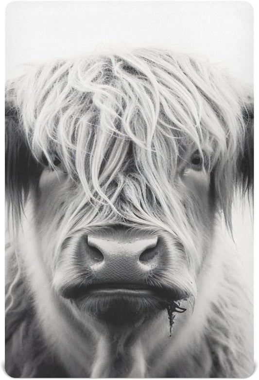 Highland Cow Crib Sheets for Boys and Girls, Fitted Baby Crib Sheets Soft and Breathable Mini Crib Sheets 39 X 27 Inches