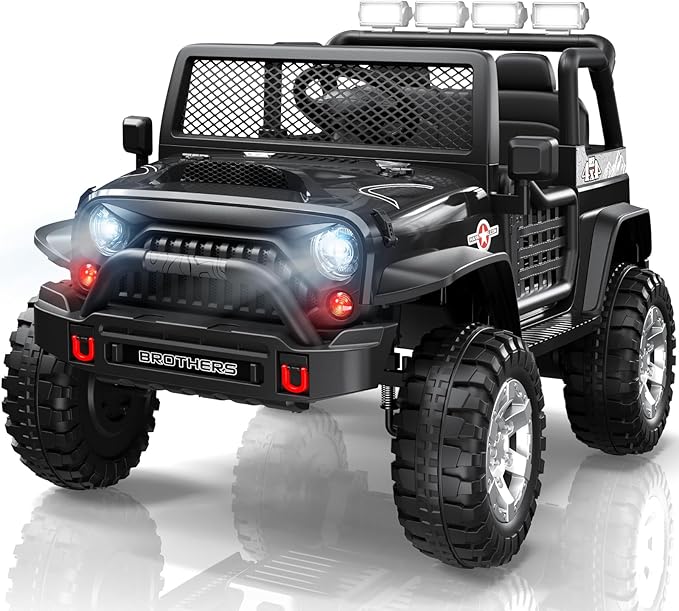 L8 2 Seater Ride On Car, 12V Kids Electric Car w/Remote Control, 4-Wheel Suspension, Bluetooth Speaker, Multi Music Modes, 3 Speeds, LED Lights, Xmas & Birthday Gift Ideas for Kids Ages 3+