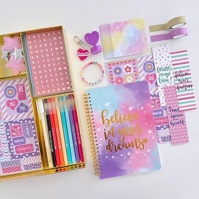 Nollh DIY Journal Kit for Girls - DIY Journal Set for Tween & Teen Girls, Stationery Set, Scrapbook & Diary Supplies Set, Journaling Art Crafts Kit, Ideal Gifts for 8 9 10 11 12 13 14 Year Old Girl