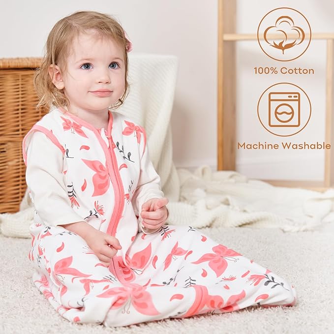 Yoofoss Baby Sleep Sack 6-12 Months Baby Wearable Blanket 100% Organic Cotton 2-Way Zipper TOG 0.5 Toddler Sleeping Sack, Lightweight Sleep Sacks for Babies(Medium)