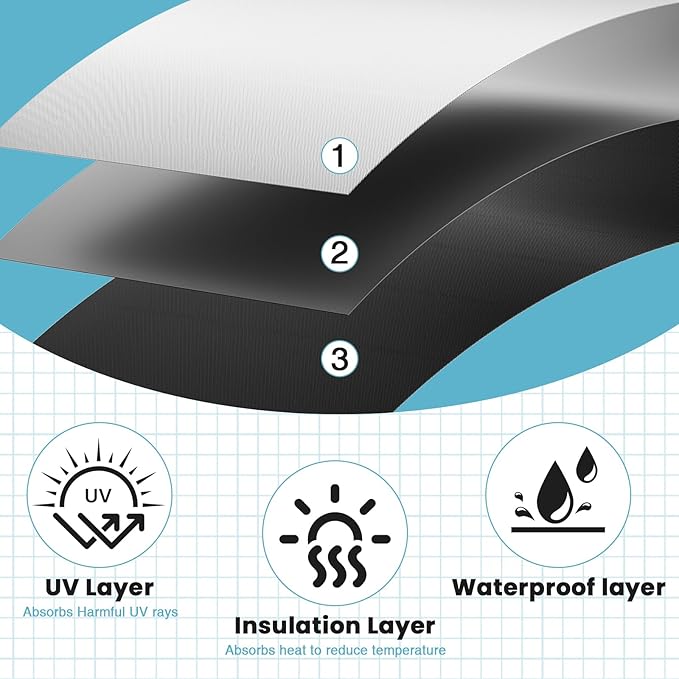 100% Blackout Curtains for Bedroom, 71" x 57" Portable DIY Blackout Blinds with Hook & Loop Tabs Stick-On, Temporary Blackout Shades No Drill, Privacy Pleated Window Shades for Baby Travelers Bedroom