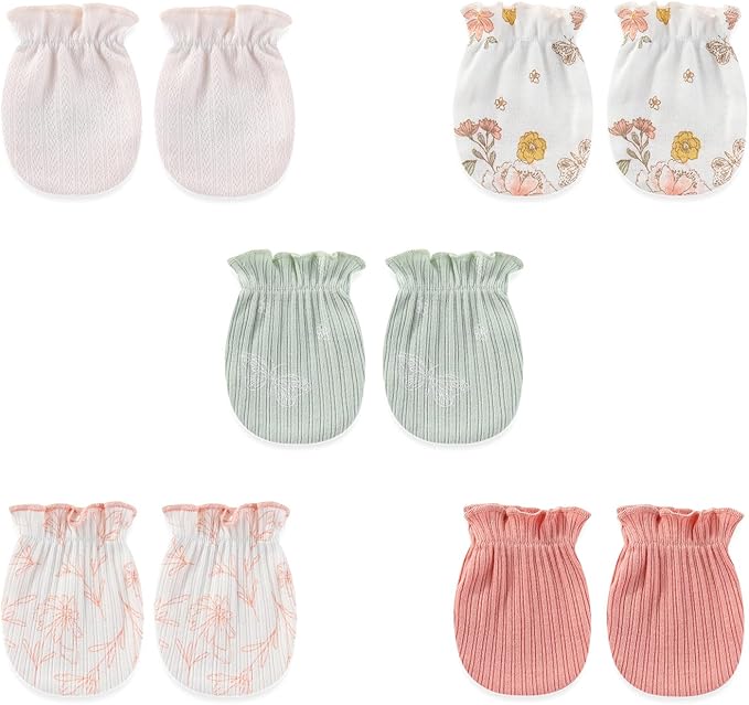 5 Pairs Baby Not Scratch Mittens 0-6 Months New Born Boy Girl Gloves Cute Infant Accessories
