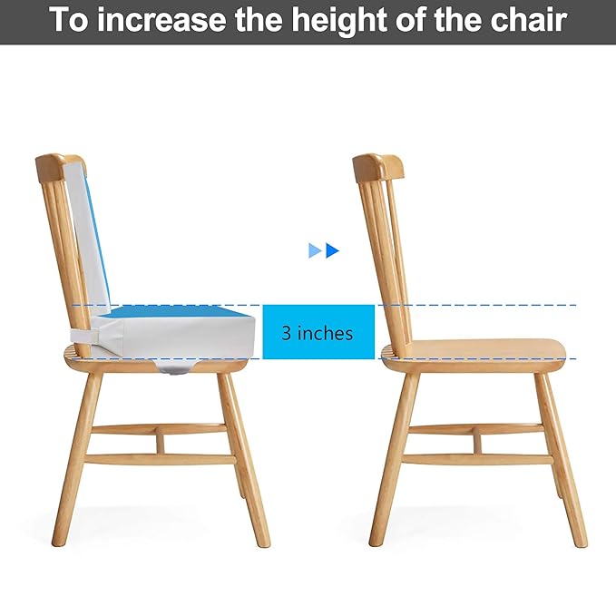 Kalawen Upgraded 2Pcs PU Washable Straps Safety Buckle Toddler Booster Seat for Kitchen Chair, Portable Travel