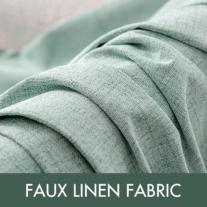 MIULEE Linen Texture Curtains for Bedroom Solid 100% Blackout Thermal Insulated Seafoam Green Curtains Grommet Room Darkening Drapes for Living Room Nursery 52x72 Inch (2 Panels)