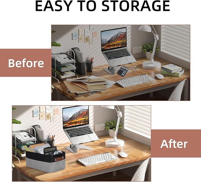 DULLEMELO Small Storage Baskets for Organizing - 11.8x7.9x5.1 inch Collapsible Storage Bins Set of 2 cloth storage bins for organizing Books and towel storage (Black&Grey)