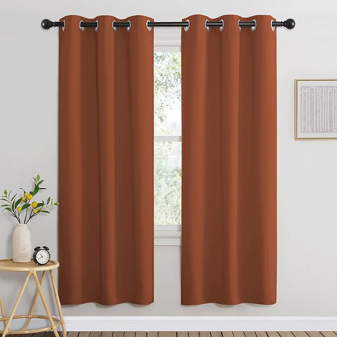 NICETOWN Blackout Window Curtains 72 inches Long, Thermal Insulated Grommet Room Darkening Window Treatments for Bedroom/Living Room, Burnt Orange, Set of 2, W37 x L72
