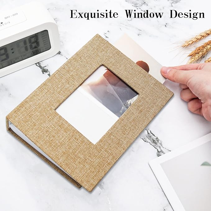 Vienrose Photo Album 4x6 100 Pages Photos Linen Cover Picture Book with Front Window for Baby Wedding Children