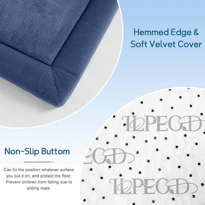 Baby Play Mat for Floor Tummy Time Nursery Muscle Mat Area Rug Playroom Rug Tatami 79"x118" Memory Foam 1.3" Thick Crawling For Babies,Toddlers, Infants, Kids,Floor(Blue)