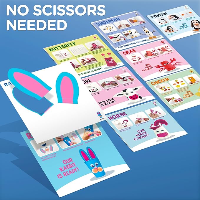 Arts and Crafts Kit for Kids Ages 3, 4, 5, 6 – Create 8 Cute Animal Projects – Gift Set for Girls & Boys