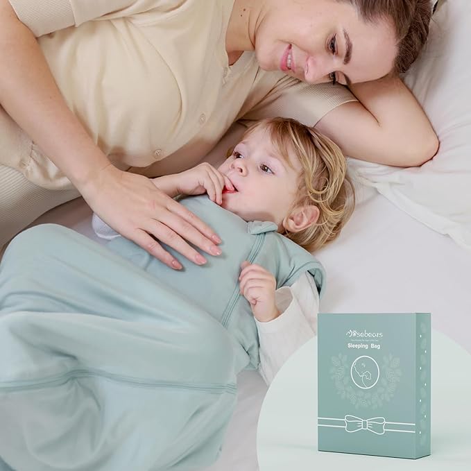 Mosebears Unisex Baby Sleep Sack 1.0 TOG, Supersoft Rayon Made from Bamboo Wearable Blanket with 2-Way Zipper (Calm Sage,0-6 Months)