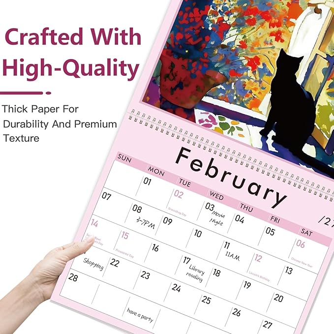 GuassLee Cat Wall Calendar 2026, Vertical Wall Calendar 2025-2026, 19-Months Hanging Art Calendar Sep. 2025-Mar. 2027, 23" x 14" Monthly Planner Wall with Thick Paper for Office School Home Teacher