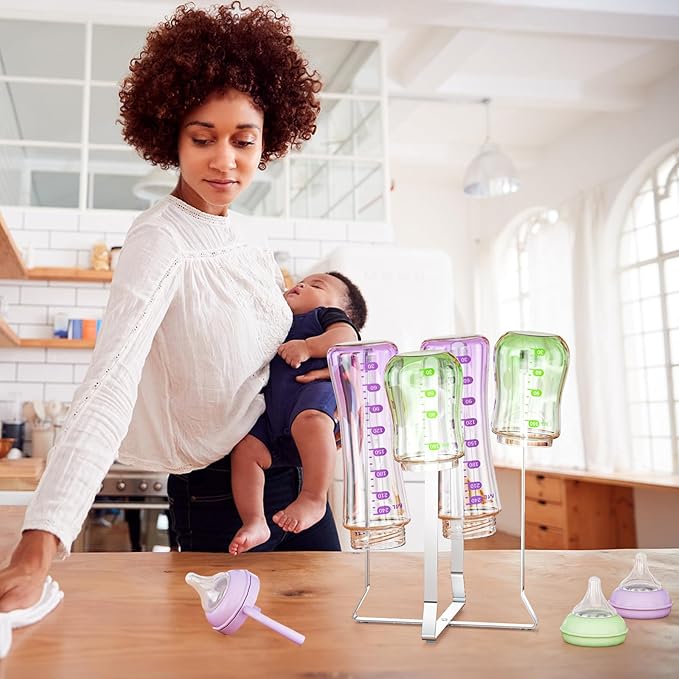 Water Bottle Drying Rack, Stainless Steel Baby Bottle Drying Rack, Collapsible Bottles Dryer Rack, Cup Rack Dryer for Water Bottles, Multifunctional Draining Rack for Sport Bottle, Reusable Bag