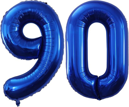 GOER Number 90 Balloons for 90th Birthday Party Decorations,42 Inch Jumbo Foil Helium Balloons for 90th Anniversary (Blue)