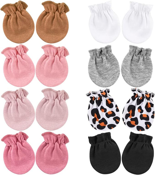BQUBO Newborn Infant Toddler Mittens No Scratch Cotton Elastic Wrist Gloves Hypoallergenic for 0-6 Months Baby Boys Girls