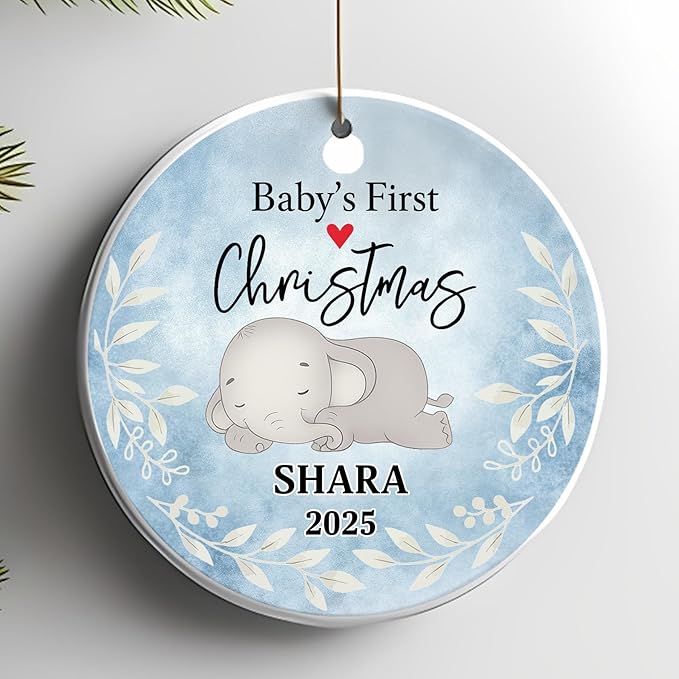 Personalized Baby First Christmas Ornament 2025 - Custom New Babies Ornament - Sweet Gift for New Parents - Baby Xmas Decoration - Christmas, Birthday Gift for Babies, Boy, Girls, Mom, Dad