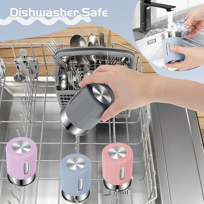 Stainless Steel Kids Cups, 12.51 oz Toddler Tumbler with Straws and Lids, Spill-Proof Baby Smoothie Cups with Silicone Sleeve, Versatile 2-in-1 Drinking Snack Cups for Kids, 4 Colors A