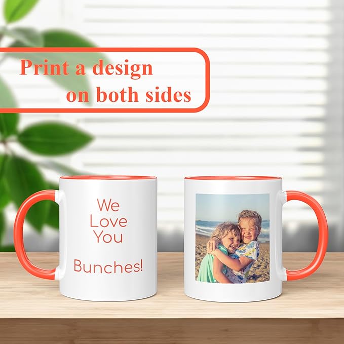 Personalized Coffee Mug, Custom Photo Text 11 Oz Ceramic Mug, Customized Picture Name Tea Cup, Unique Gift Idea, Taza Cafe Personalizadas Fotos, Cute Custom Gifts Mom Women Men, Mother's Day, Orange