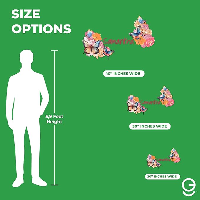 Personalized Name Butterfly Wall Decal for Girls Room and Baby Nursery - Pink Decorations for Birthday (C. Garden Butterflies)