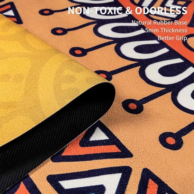 Travel Yoga Mat, Non Slip Exercise Suede Mat with Carry Bag, All-Purpose Fitness Mat with High Density Anti-Tear Surface for Women, Ideal for Pilates Workout (72'' x 24'' x 1.5mm Thick)