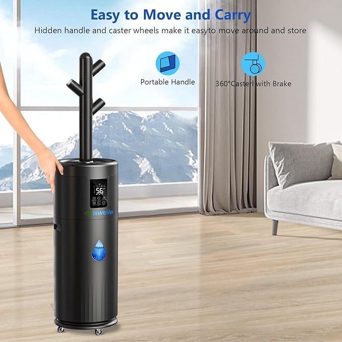 Large Humidifiers for Large Room 2000 sq ft, 17L/4.5Gal Humidifiers for Bedroom, Quiet Floor Humidifier with 4 Mist Mode & Extension Tube for Home Whole House School Office Commercial Plants