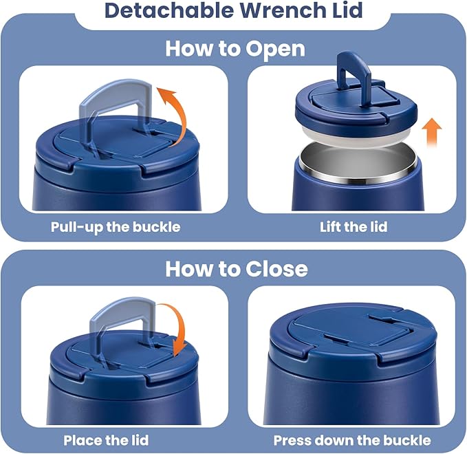 Soup Thermo for Hot Food 20oz Lunch Containers with Buckle Lid Wide Mouth Hot Food Jar Vacuum Insulated Stainless Steel Bento Box Leakproof with Spoon(Blue)