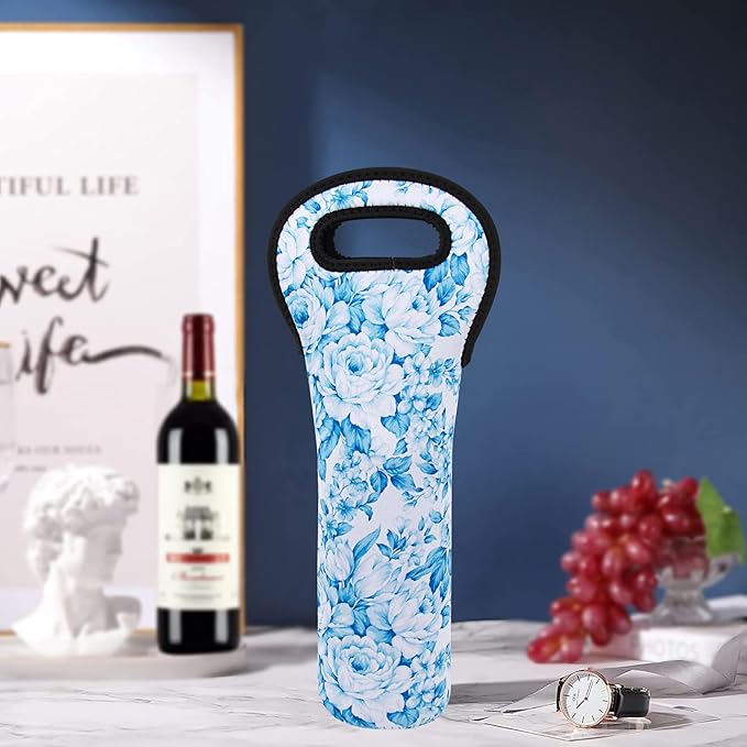 Wine Bag, Wine Carrier Tote Bag, Wine Bottle Protector, Insulated Neoprene Hand Bag, Wine Bags for Wine Bottles Gifts, Wine Bottle Holder for Travel with Secure Carry Handle (2 Pack)