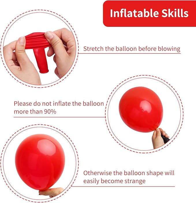 RUBFAC 129pcs Red Balloons Different Sizes 18 12 10 5 Inch for Garland Arch, Premium Latex Balloons Red Birthday Decorations Wedding Valentine's Day Baby Shower Party Decor