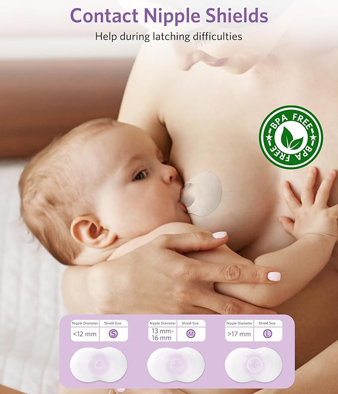 Breastfeeding Essentials Kit for Nursing Moms - Manual Breast Pump, Nipple Shields, Milk Collectors, Breastmilk Storage Bags, Soothing Gel Pads for Breastfeeding Newborn Relief for Sore Nipples 37 Pcs