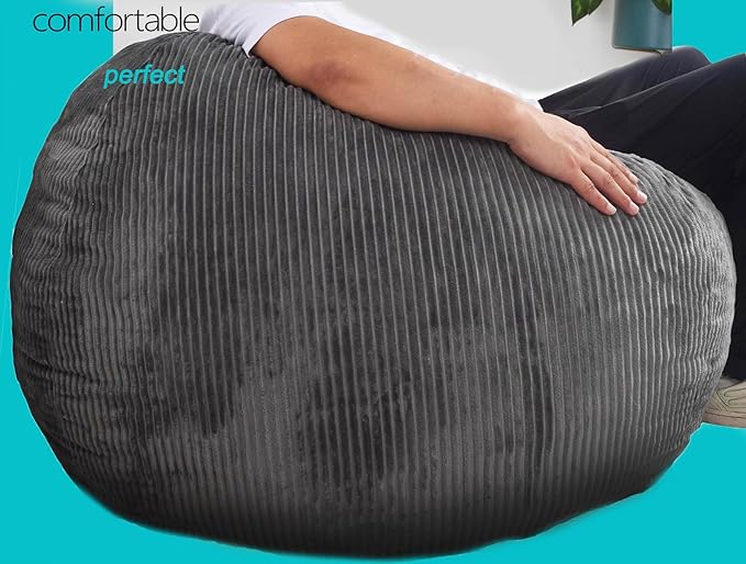 Bean Bag Chairs with Faux Rabbit Fur Cover, 3 ft Giant Memory Foam Bean Bag Chairs for Adults/Teens with Filling,Ultra Soft Faux Fur Fabric, Round Sofa for Living Room Bedroom College Dorm