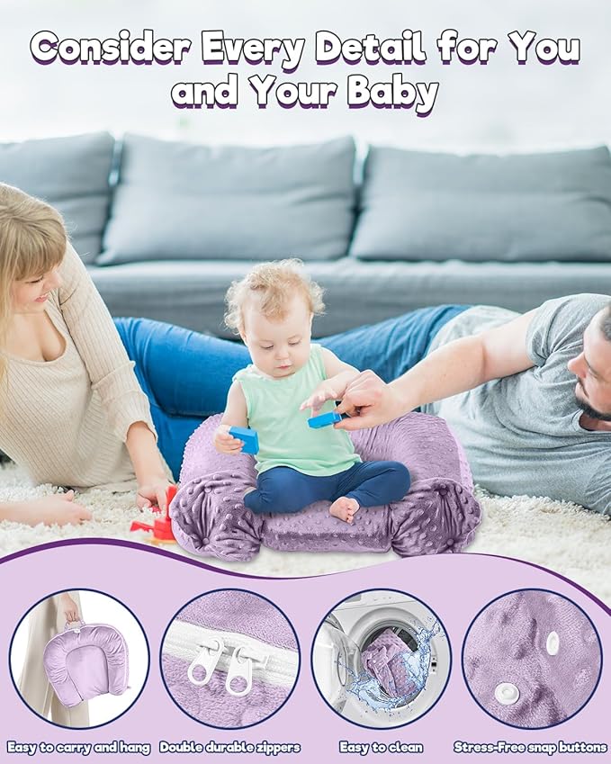 Baby Lounger Pillow 3-in-1 Infant Lounger Pillow for Newborn 0-24 Months, Portable Tummy Time Mat for Home and Travel, Breathable & Soft Baby Seat for Baby