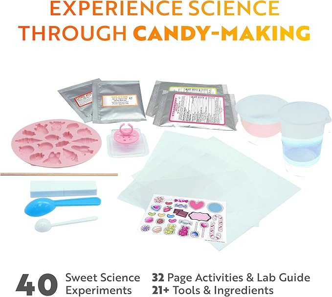 Playz Edible Candy Making Science Kit for Kids Ages 8-12 Years Old - Food Science Chemistry Kid Science Kit with 40 Experiments to Make Your Own Chocolates, Educational Science Kits for Boy & Girls
