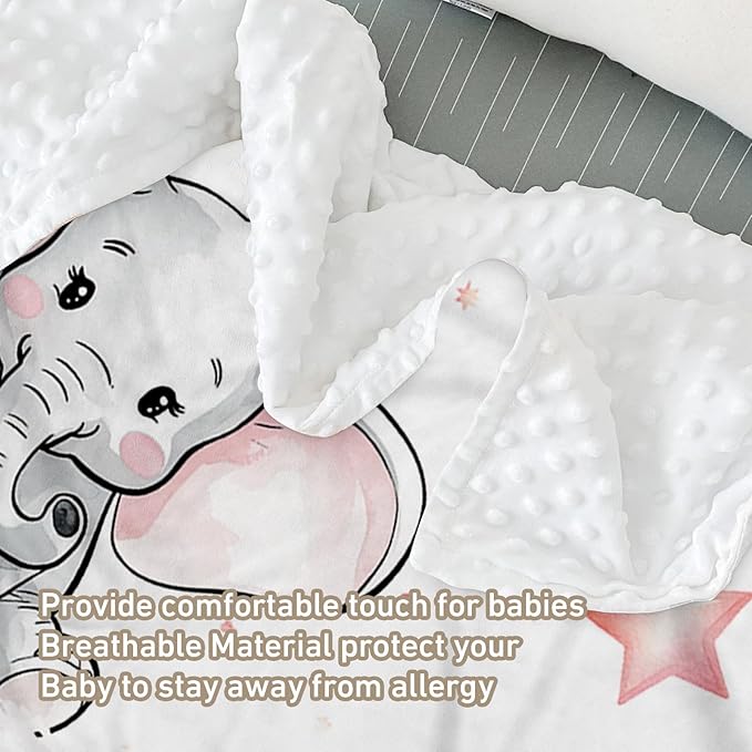 Custom Name Crib Bedding Set - Starry Sky Elephant Design, Personalized Baby Nursery Bedding 3-Piece Set– Soft Blanket, Fitted Sheet, Changing Pad Cover – for Newborns Girls Nursery Gifts